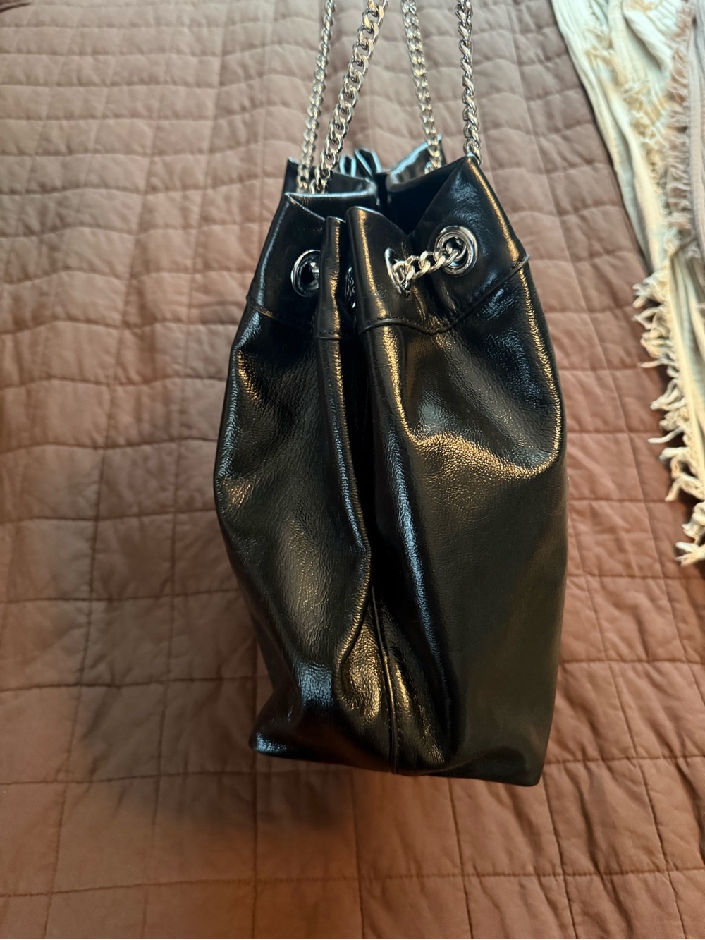 Marc Jacobs The Sack chain Bag Black Patent Leather Shoulder Bag - Picture 4 of 8